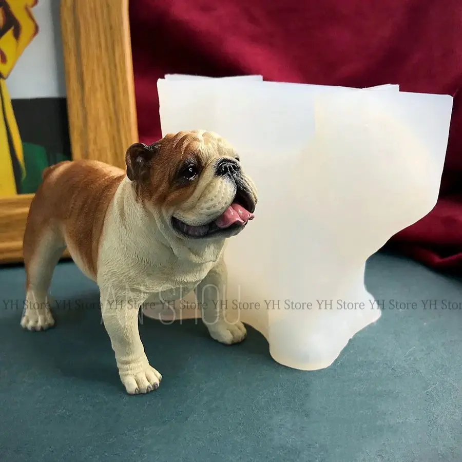 3D Novel Silicone Molds for Casting Epoxy Resin Pomeranian Dog, Animal Candle, Cement Bulldog,Aroma Plaster Home Decoration