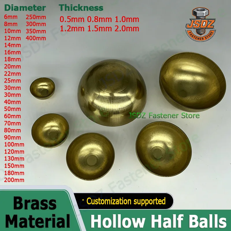 

1-10pcs Brass Hollow Hemisphere OD 6-400mm Semisphere Decoration Sealing Plug Pure Copper Half Balls Pipi Cap Heat Dissipation
