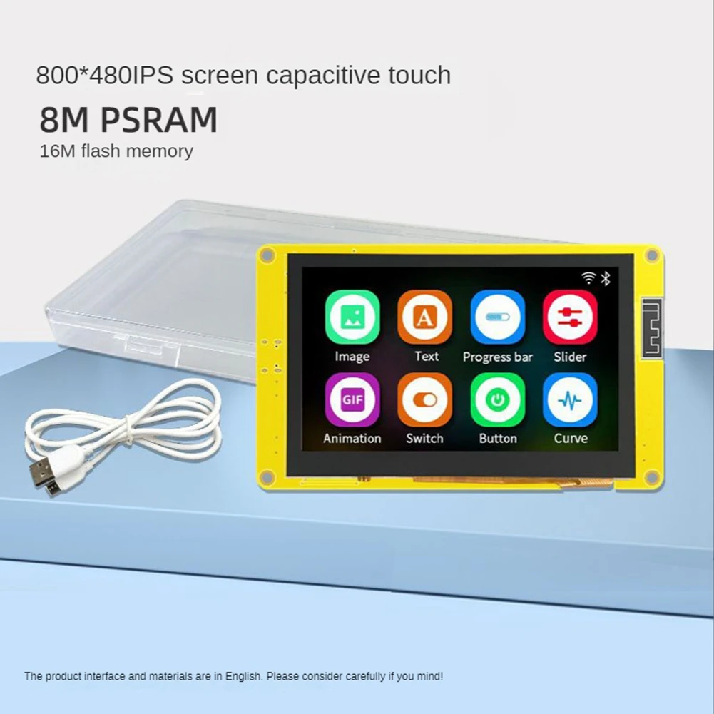 ESP32-S3 HMI 8M PSRAM 16M Flash 4.3 Inch RGB LCD TFT Module Voor Arduino LVGL WIFI & BLE Smart Display