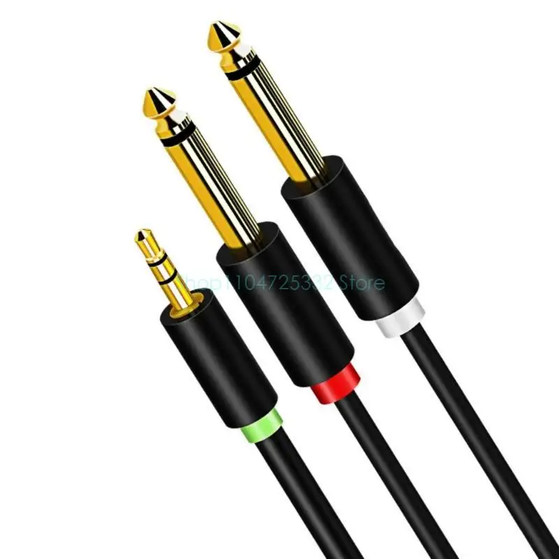 

Portable 1/8 to 1/4 Stereo Cable 3.5mm to Double 6.35mm Audios Cable with Flexible Length Option for Amplifiers Easy Use