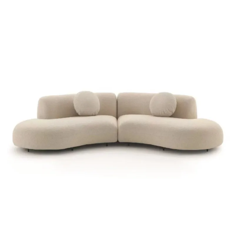 

Minimal wabi-sabi wind classic medieval oval special-shaped arc modern living room combination fabric sofa