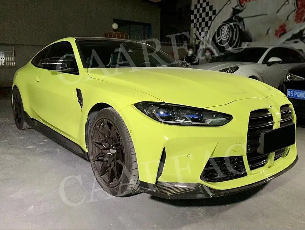 ألياف الكربون الجافة اكسسوارات السيارات الجبهة حافة مصد السيارة الفاصل اللوحات المئزر لسيارات BMW G80 G82 G83 M3 M4 2021 + مجموعات هيكل السيارة #6