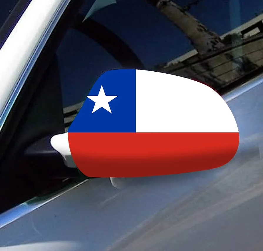 Directly Delivery 2 Pcs Free Size Four-way stretch fabric Chile Chilean Flags Car Mirror Cover