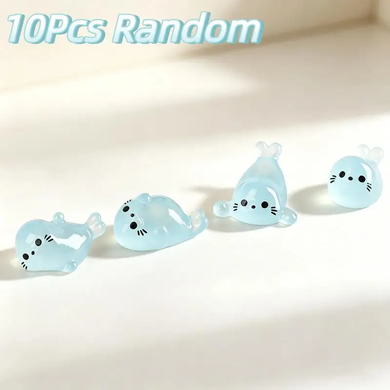 Glow In The Dark Mini Seal Figurines Resin Sea Animals For: 10 Pcs DIY Craft Home Decoration Supplies