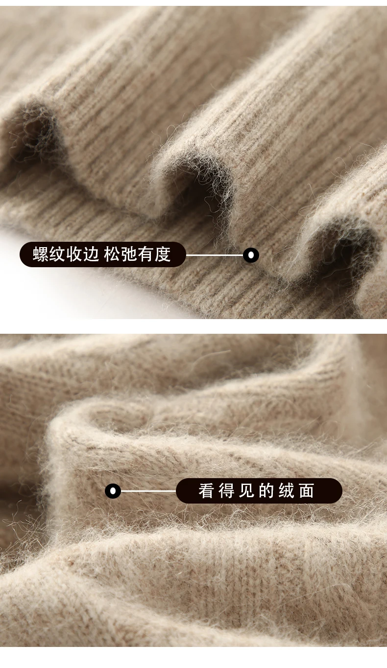 

TLOML Women's 100% Mink Cashmere Sweater Mock Neck Pullover Cable Knit Autumn Winter Soft Warm Basic Mink Cashmere Sweater Tops