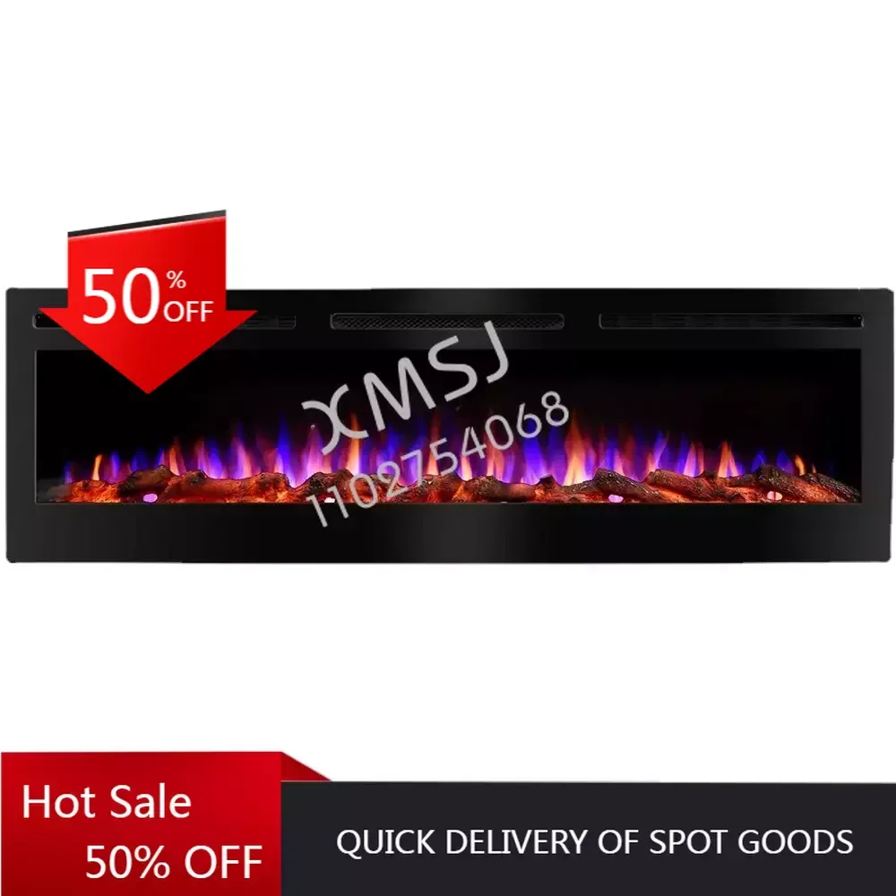 

1500W Electric Fireplaces for Living Room Wood Decorative 3d Flame Indoor Recessed Wall Mounted Home Heater With Remote Control