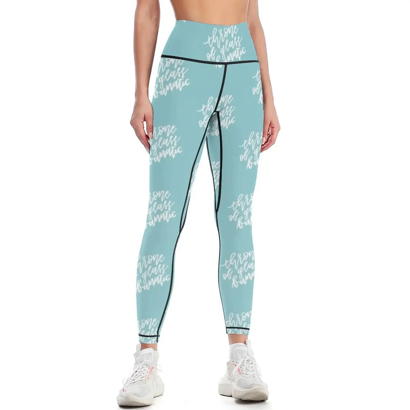 

Throne of Glass Fanatic - white on light blue Leggings Sports pants woman Jogger pants sports for gym Womens Leggings