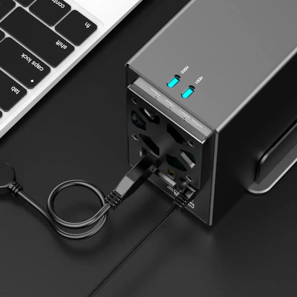 MAIWO 2,5/3,5 Zoll Dual-Bay Externes Festplattengehäuse USB3.1 Typ-C Gen2 10Gbps Array-Gehäuse SATA Festplattenbox Mit 4 RAID-Funktionen – Detail 7