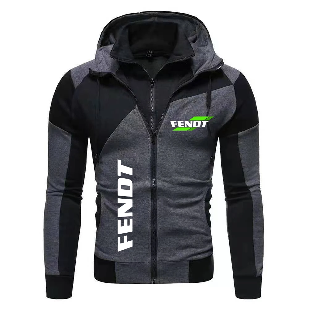 Spring new men\'s double zipper jacket casual sweatshirt brand FENDT logo fashion outdoor windproof fishing mountaineering jacket