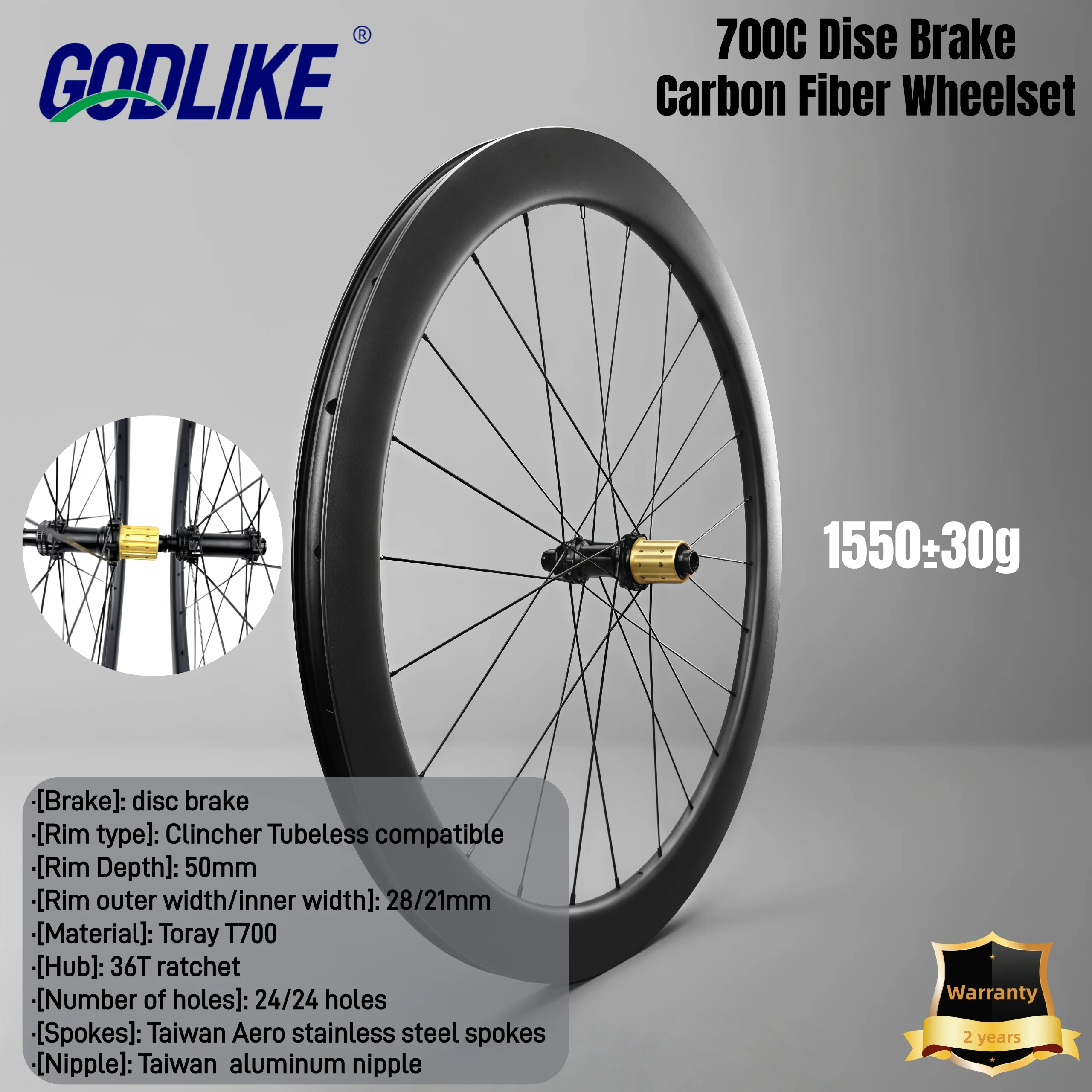 

Колесный комплект GODLIKE High-end 700C из карбона с дисковыми тормозами, ступица с механизмом Ratchet 36T, гоночный вилсет для велоспорта