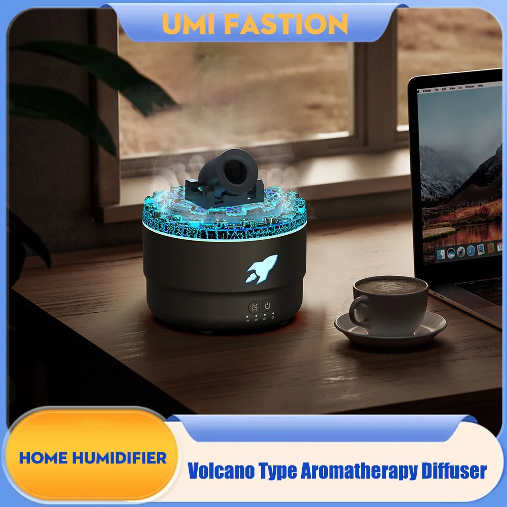 

Home Volcano Type Aromatherapy Diffuser High-Capacity High-Mist Humidifier with Timer Function Multi Color Ambient Lighting