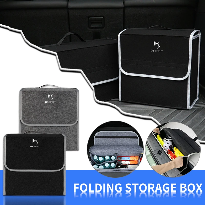 

Car Trunk Storage Bag Leather Camping Box Collapsible Auto Emblem Organizer for DS SPIRIT DS3 DS4 DS4S DS5 5LS DS6 Accessories