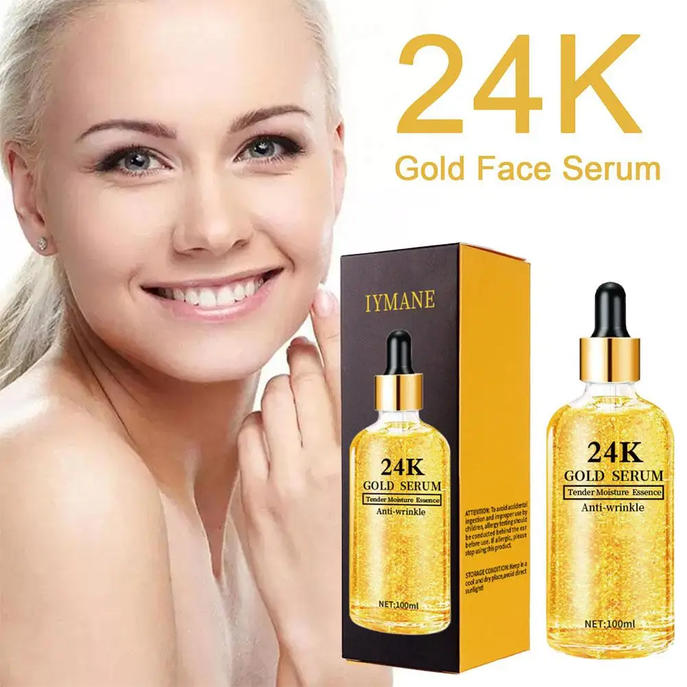 24K Golden Hyaluronic Face Serum Face Moisturizing Anti-Aging 100ml Care Wrinkle Essence Facial Products Firming Skin Bright V3B