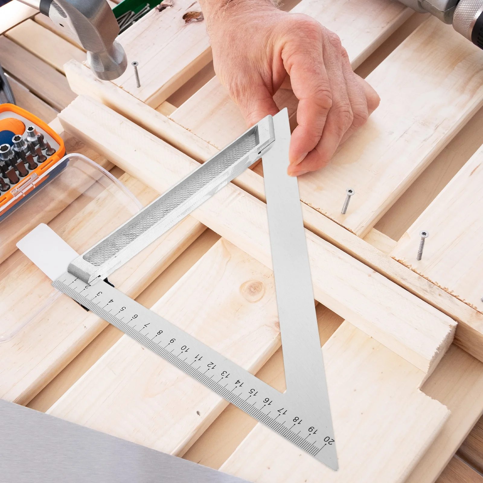 

Aluminum Triangle Ruler 200mm Wide Base 90 Degree Precision Measurement Tool for Construction Projects Metal Scale Stationery
