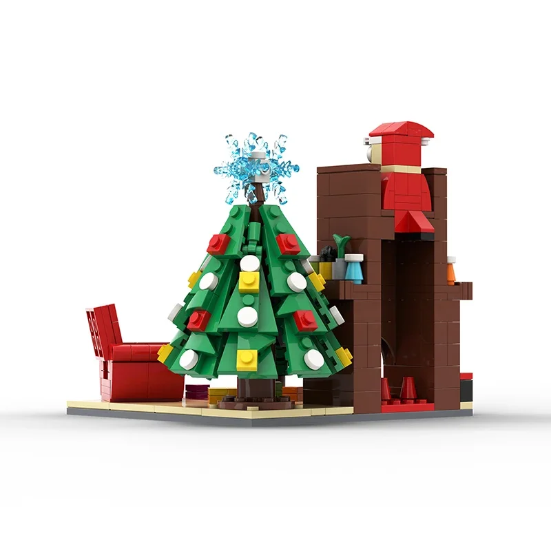 Tema de natal inverno lareira casa blocos de construção conjunto diy cena bloco de construção modelo crianças brinquedo presente natal