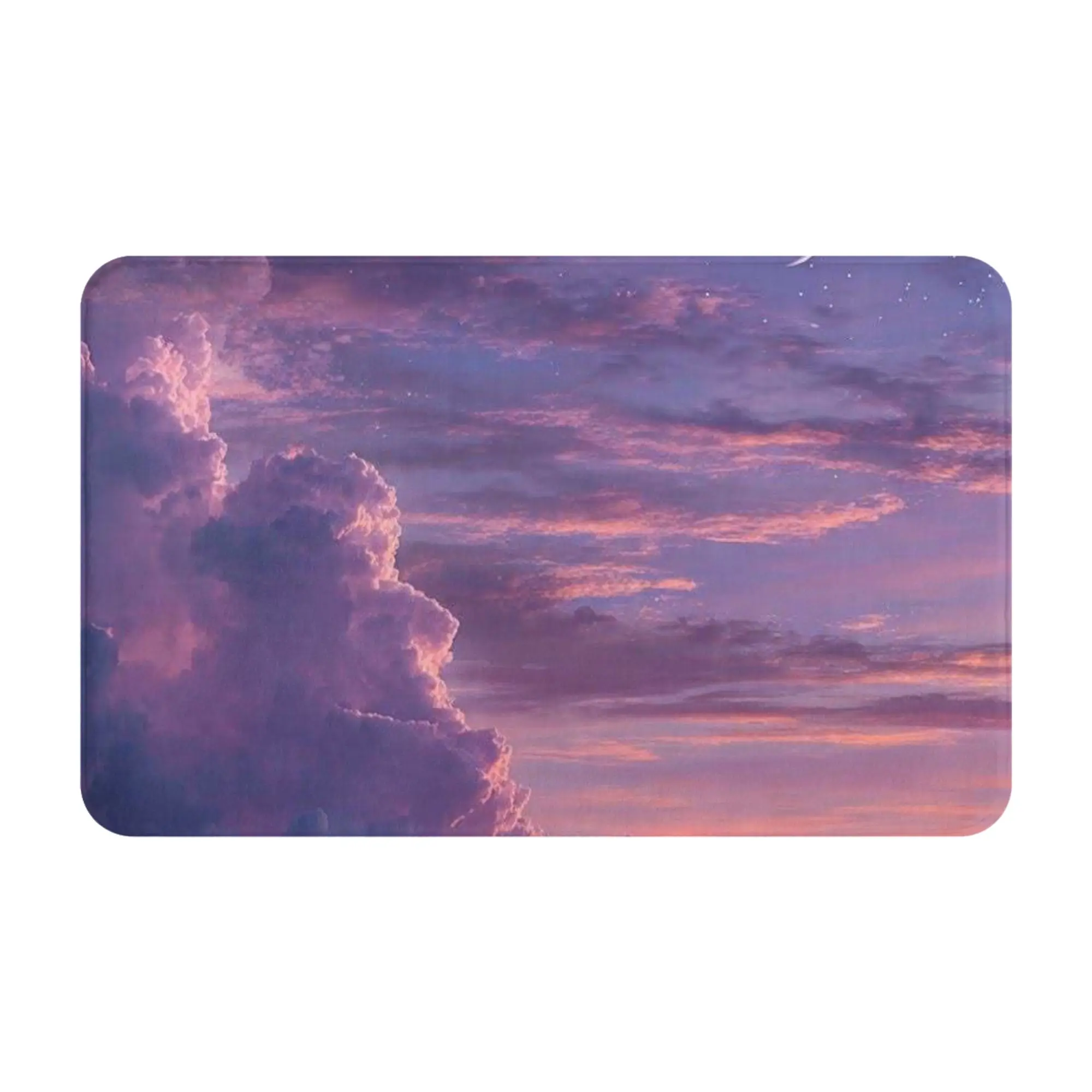 Sunset Purple Clouds Twilight Sky Wallpaper Non-slip Mat Bathroom  Absorbent Doormat Home Decoration