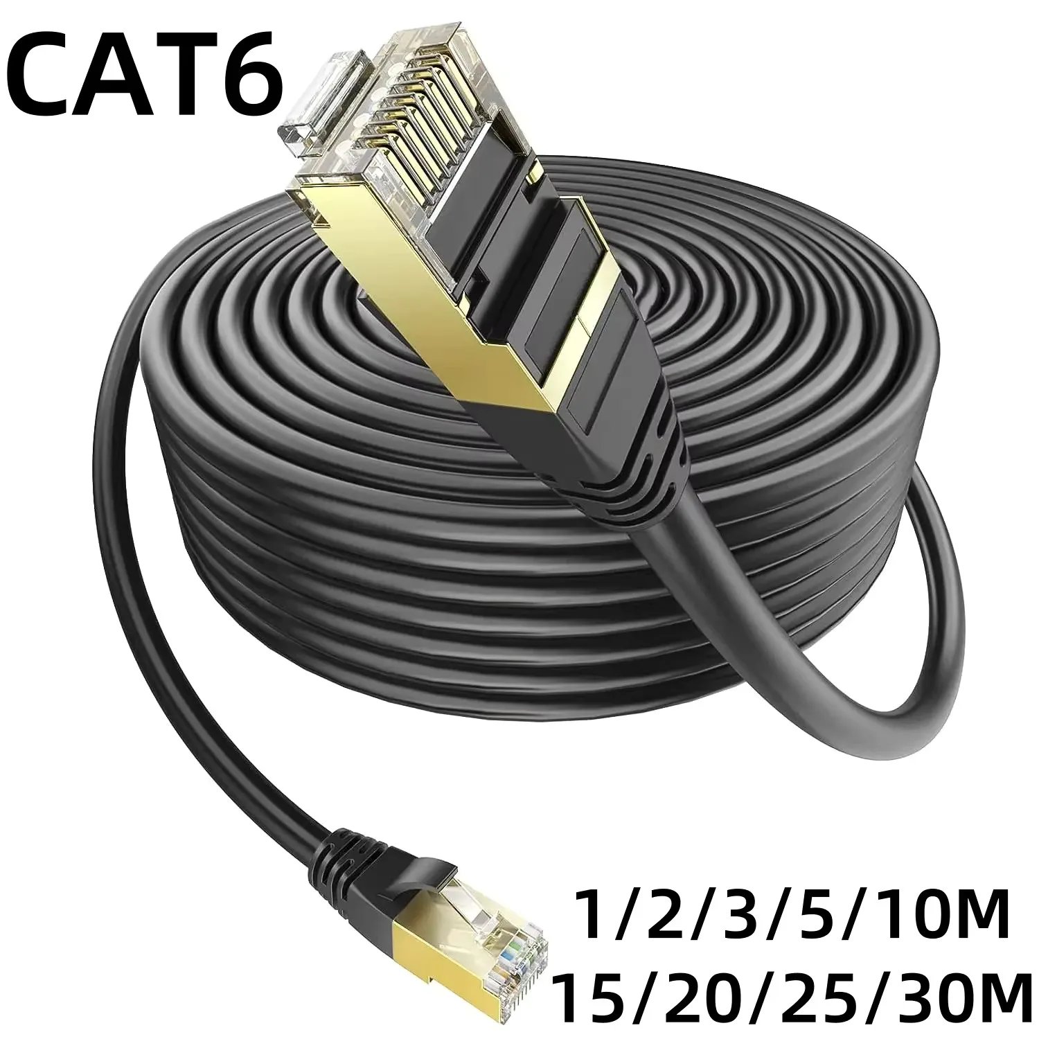 

5/10/15/20/25/30 м Ethernet-кабель Cat 6, плоский длинный высокоскоростной сетевой кабель, разъемы Rj45 для маршрутизатора, модемный кабель Ethernet Cat 6