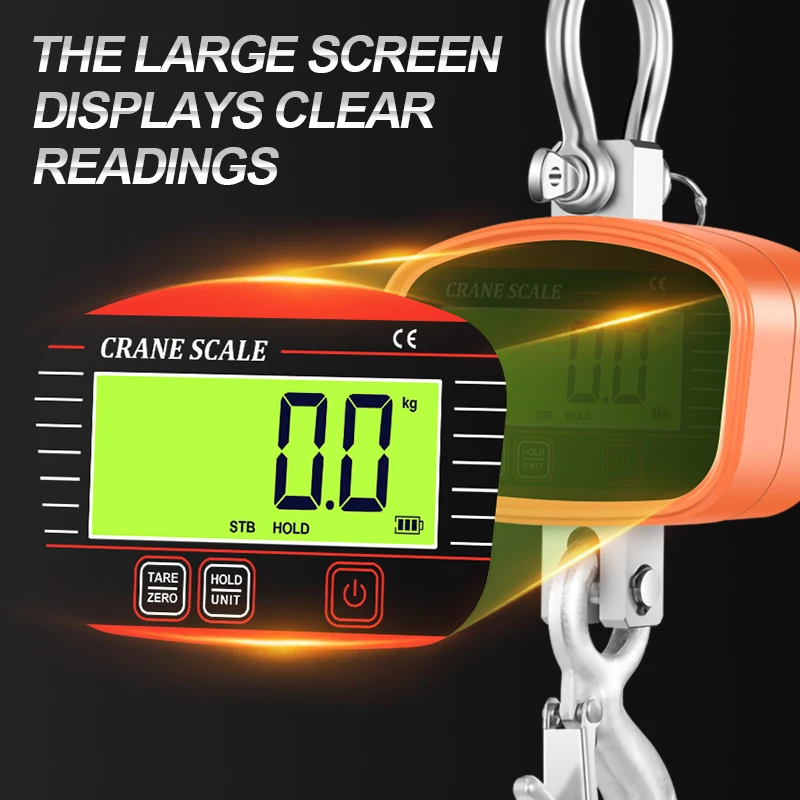 

1000kg Digital LCD Crane Scale Electronic Heavy Duty Hook Crane Scales Industrial Grade Quality Peak Hold Weighing Meter 2200LB