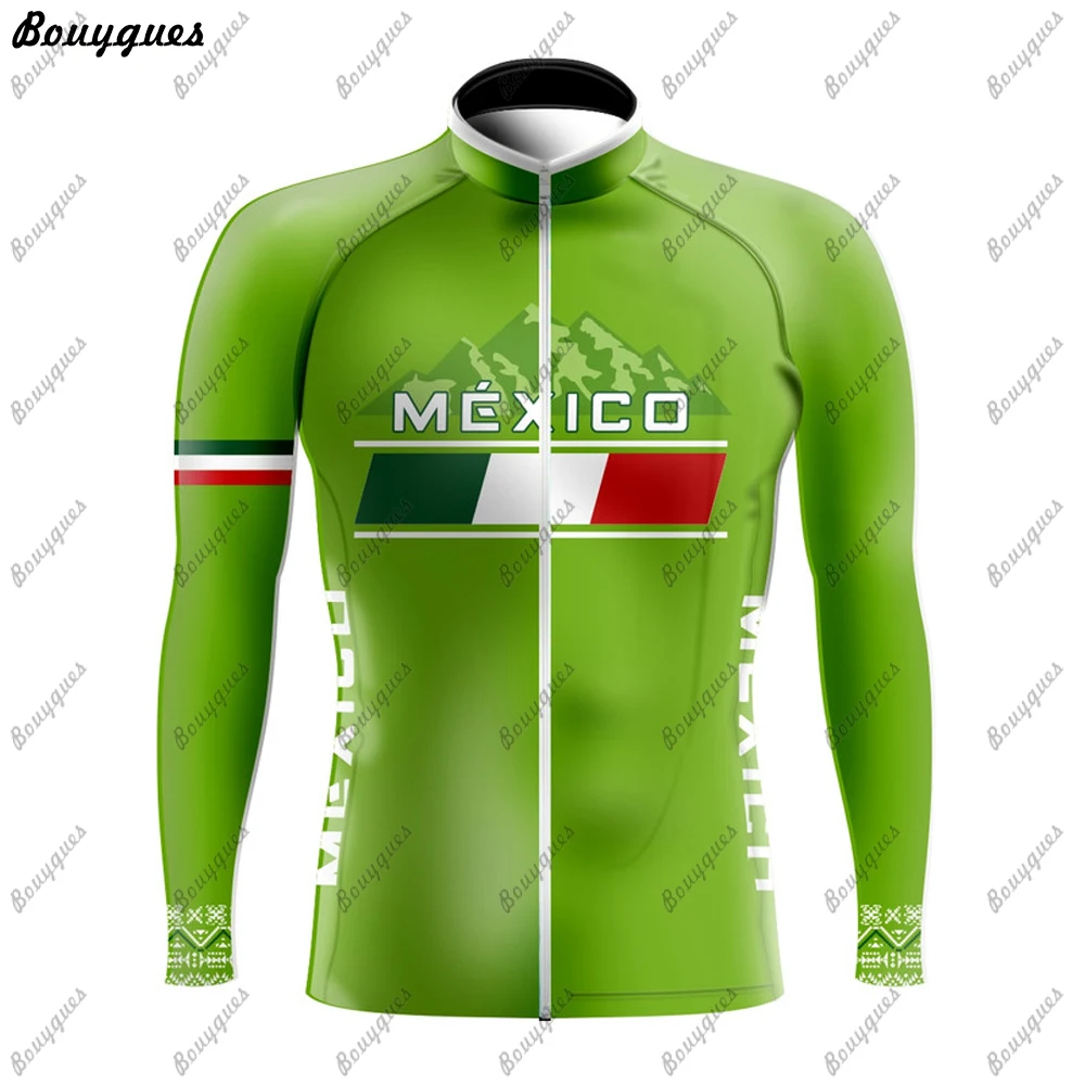 2022 Mexico Team Pro Cycling Jersey Set Long Sleeve Mountain Bike Cycling Clothing Breathable MTB Bicycle Clothes Wear for Mans