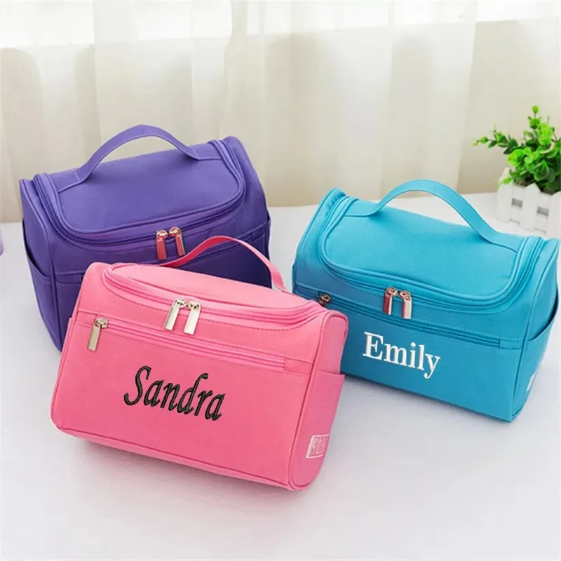 Personalized Simple Cosmetic Bag Large-Capacity Travel Toiletry Bag Customized Embroidered Storage Portable Cosmetic Bag