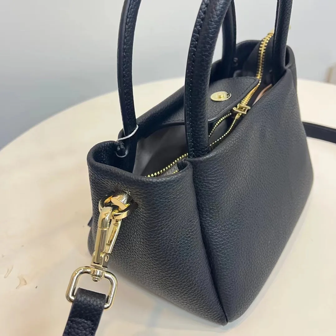 2023 New Small Women\'s Genuine Real Leather Cowhide Shoulder Bag Messenger Handbag for Female Lady Fashion Casual Bucket Totes