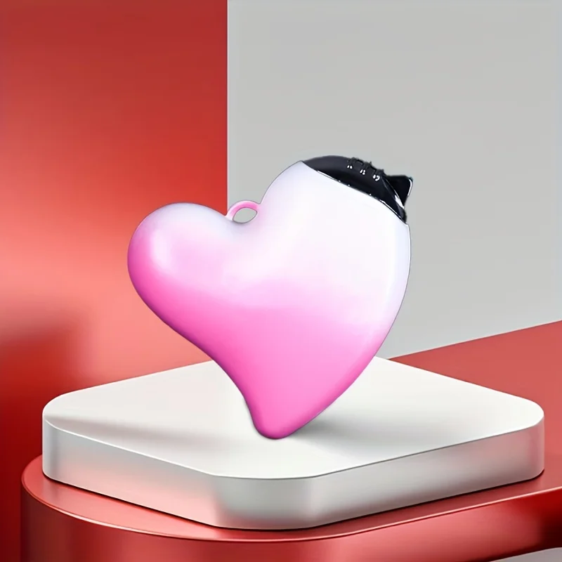 New Pink and White Gradient Heart Shaped Inflatable Lighter Windproof Adjustable Pink Flame Cute and Compact Couple Love Gift