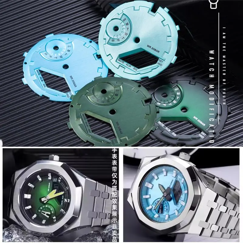 For Casio G-shock Ga-2100 2110 Watch Dial Modified Surface Ga2100 Diy Mod Kit Metal Dial Matte Lacquer Polished Bezel Accessorie