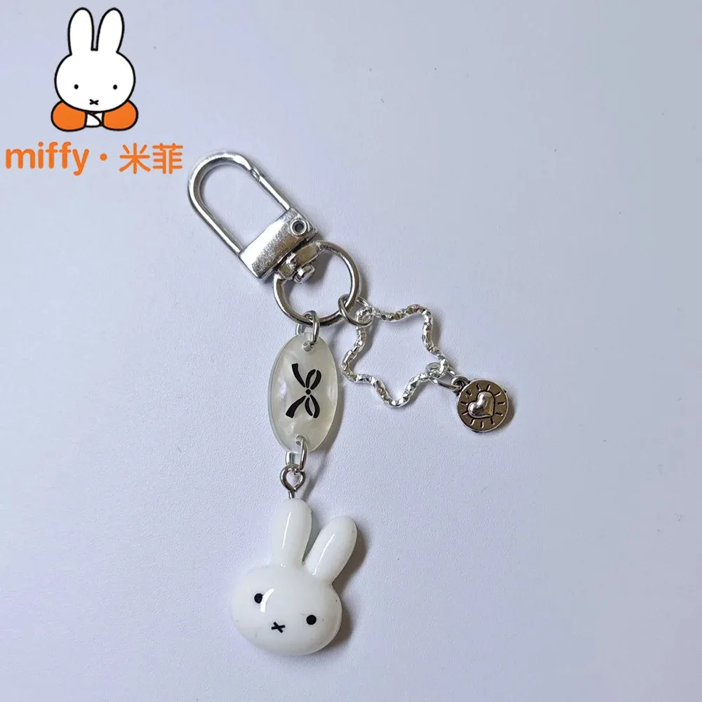 Cute Miffy Rabbit Keychain Cartoon Bag Pendant Creative Gift Hanging Ornament Decor Accessory for Daily Matching and Gifting Toy