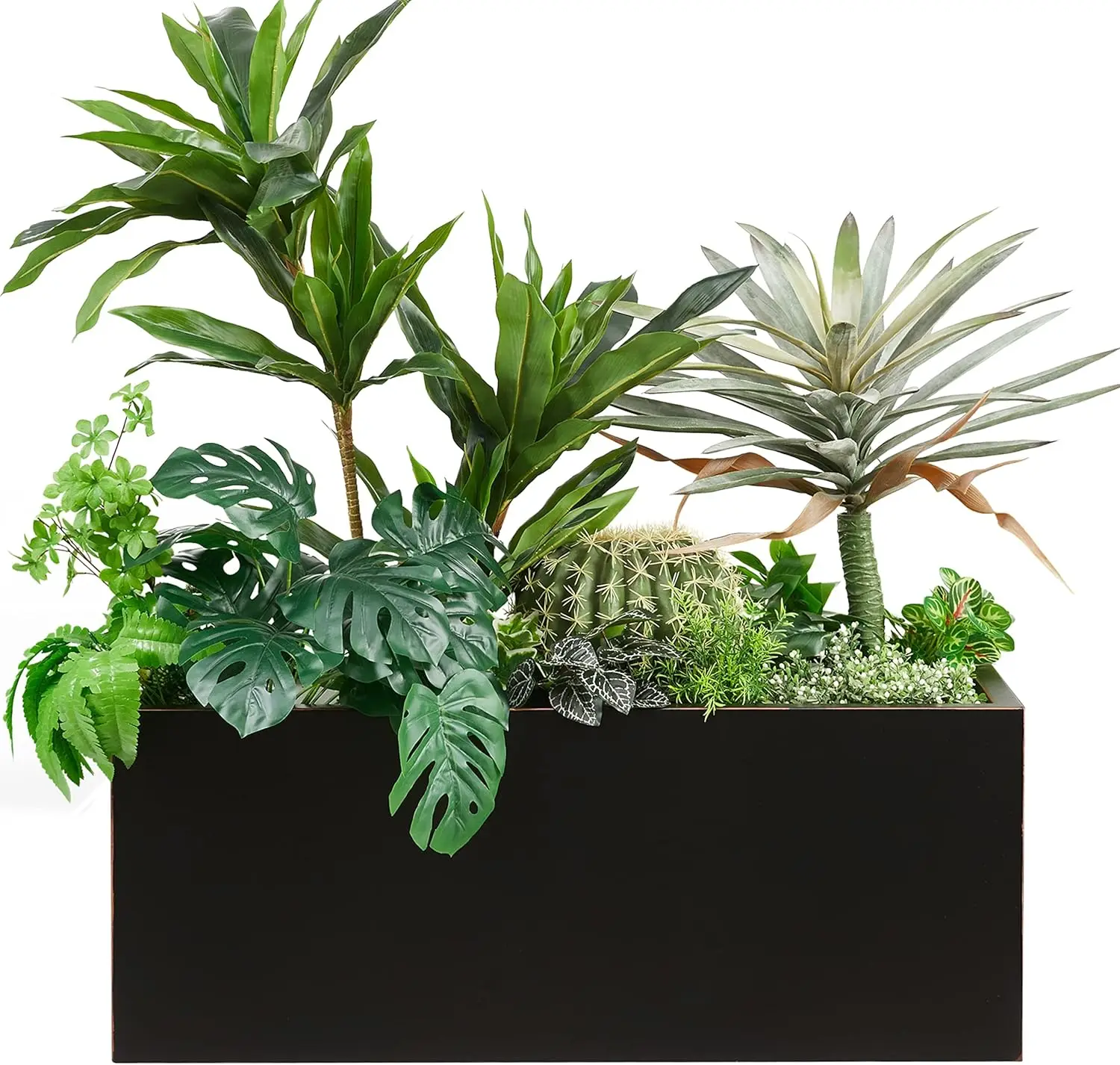 

Metallic Heavy Long and Large Outdoor/Indoor Planter, Rectangular Trough Planter Box, 38”Lx15”Wx15”H, 40Pounds, Black