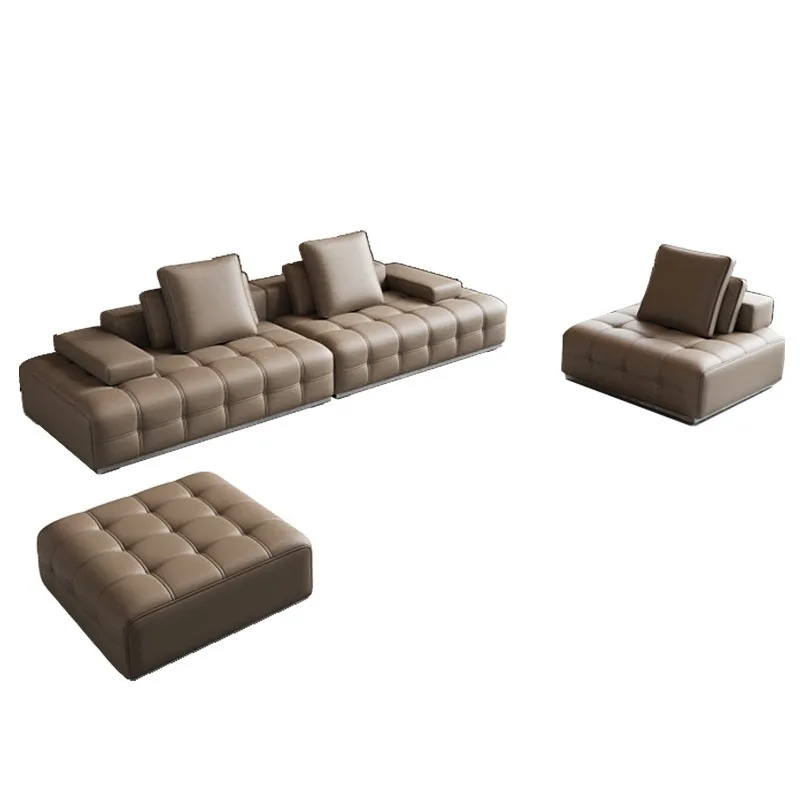 Italian minimalist Lawrence leather sofa, living room first layer cowhide designer large apartment sofa