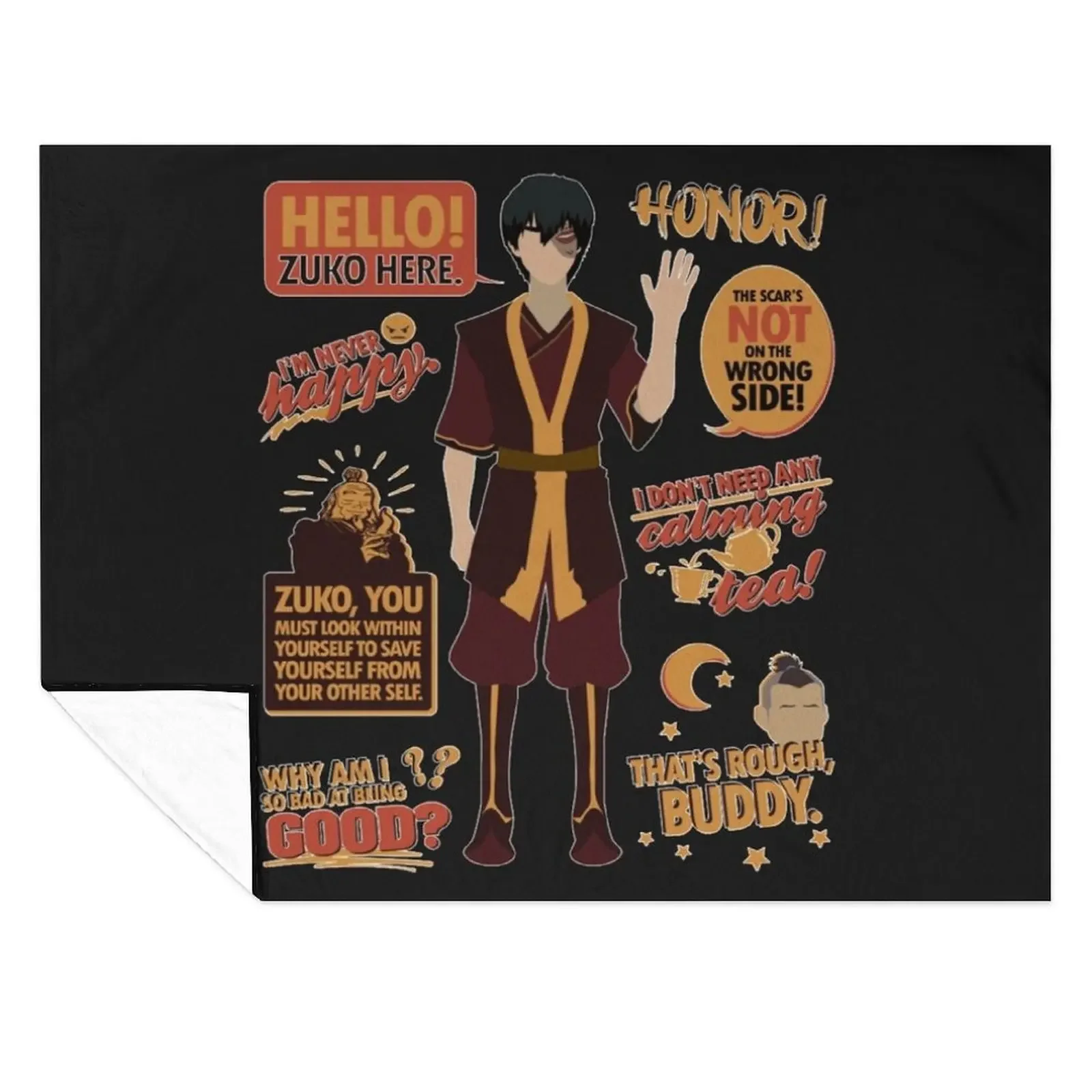 

Hello, Zuko Here! Funny Throw Blanket Flannel Cute Hairys Warm Blankets