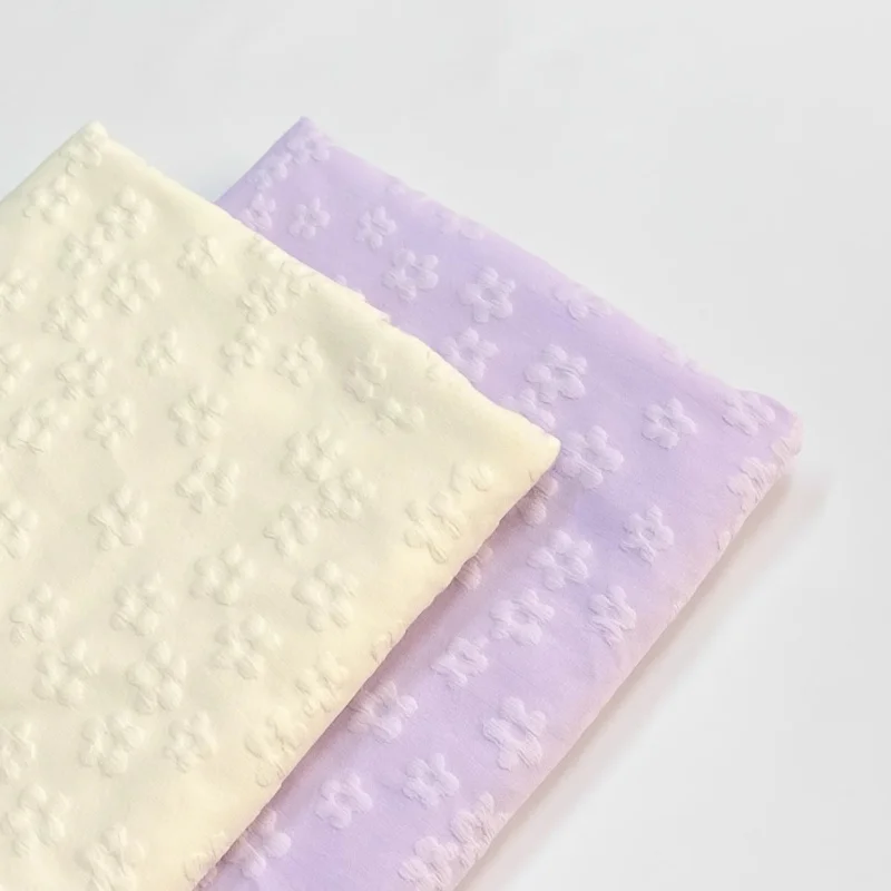 

Creamy sweet potato - French relief patterned small flower handcrafted cheongsam fabric DIY dress throw pillow fabric