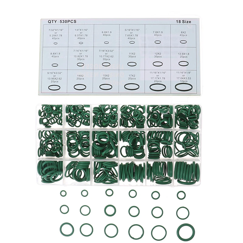 530Pcs Rubber Seal O-ring R134a Repair Car Air Conditioning Rubber Sealant Box Set Multipurpose Accessories