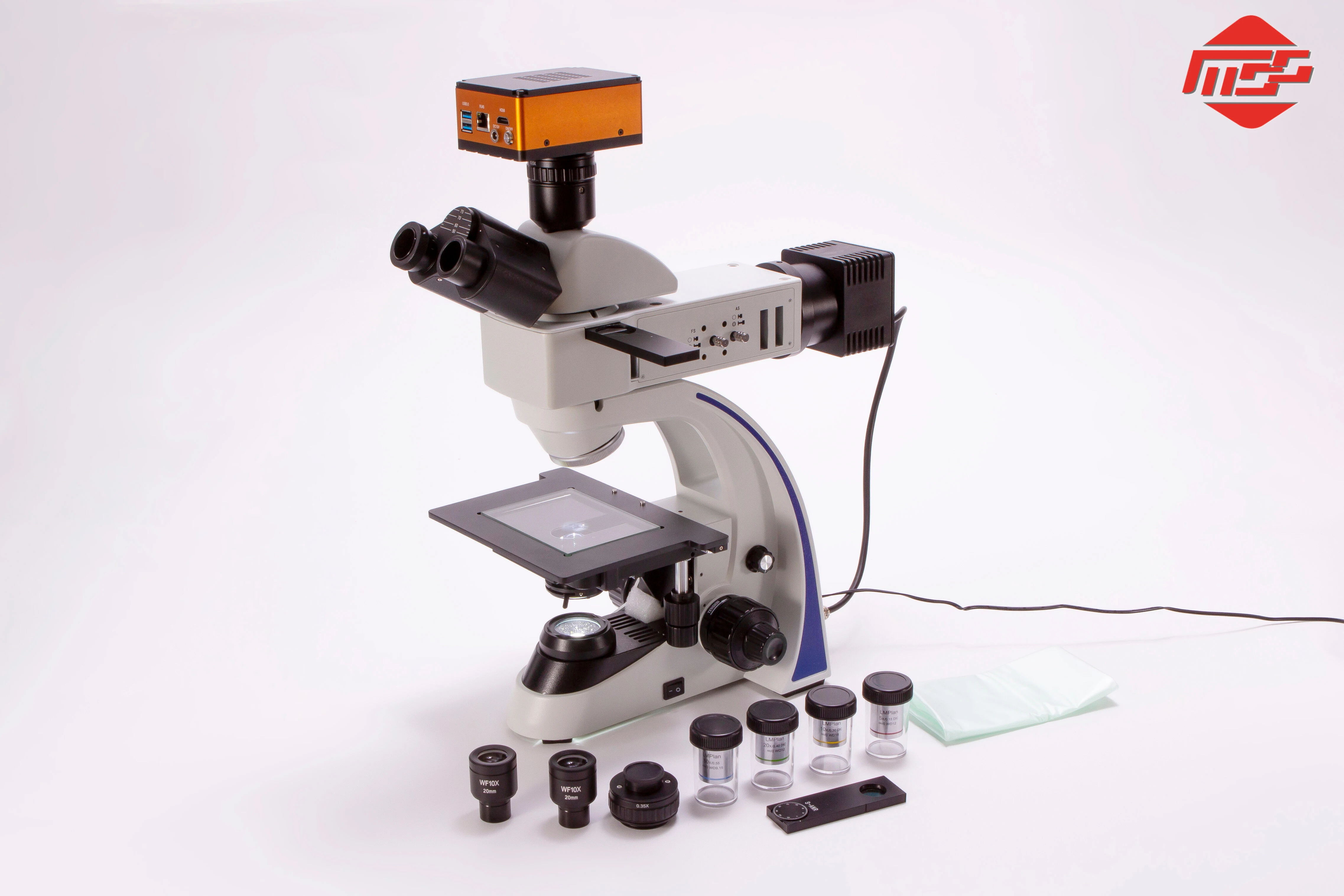 Trinocular Binocular Metallographic microscope with transmitted and reflected illumination for material analysis