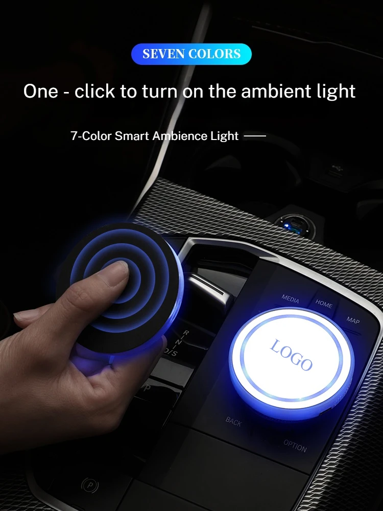 7 Color car Changing LED Cup Holder Lights Rear Windshield Decorative Ambient Lighting & Glowing colorful Coaster Pads