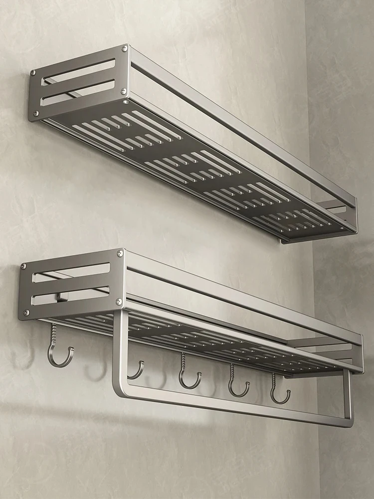 Aluminum No Drilling Shower Corner Shelf Bathroom Shelf With Towel Bar Shampoo Holder Toilet Rack Bathroom Accessories