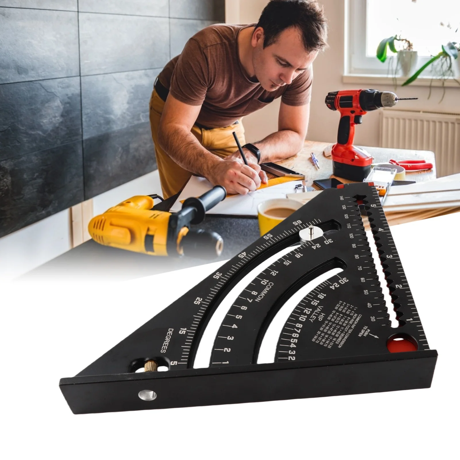 Folding Triangle  Adjustable Positioning Magnet Goniometer Woodworking Scribe Tool Magnet Goniometer Positioning Ruler