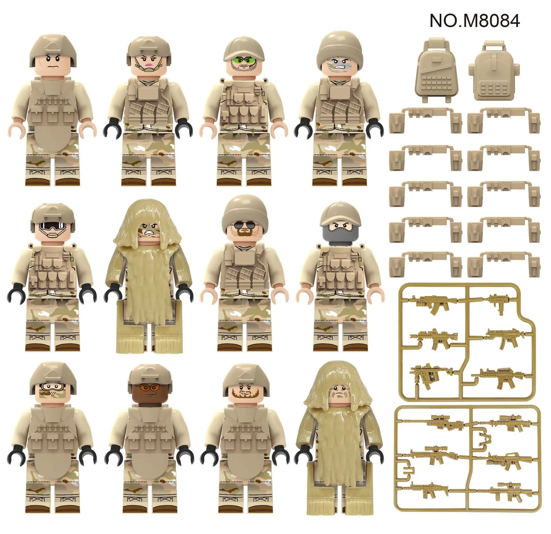 12pcs Building blocks, figures, special police anti-terrorism cheetah commandos, humanoid dolls, children's toys, birthday gift image 3