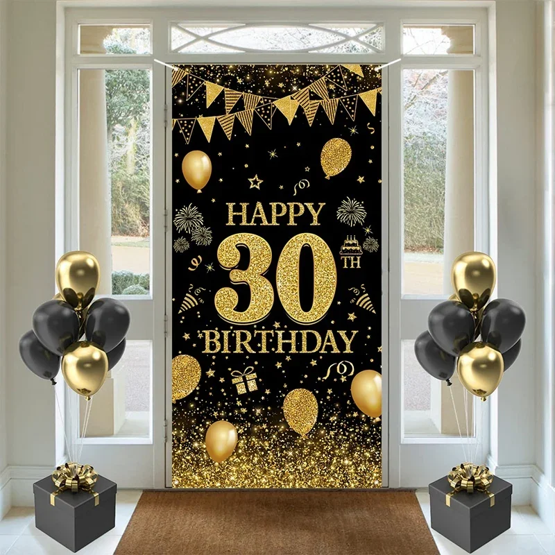 Black and gold banner for door - Party Banner Gold ulasan dan harga