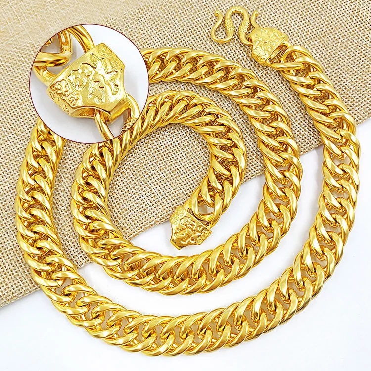Pure 14K Yellow Gold Color Fried Dough Twists Chain Necklace Real 999 Gold Chain for Men Father Bro Fine Jewelry Christmas Gifts