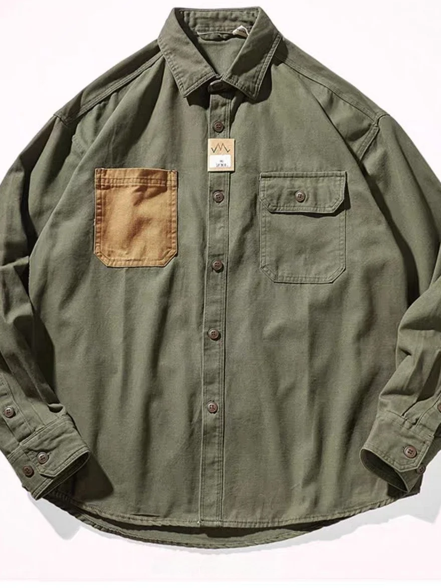 

Рабочая одежда: Куртка-рубашка с длинным рукавом, стандартный крой, контрастные цвета, полиэстер, без бренда, Ciwalk, винтажный стиль, для ношения под одеждой.