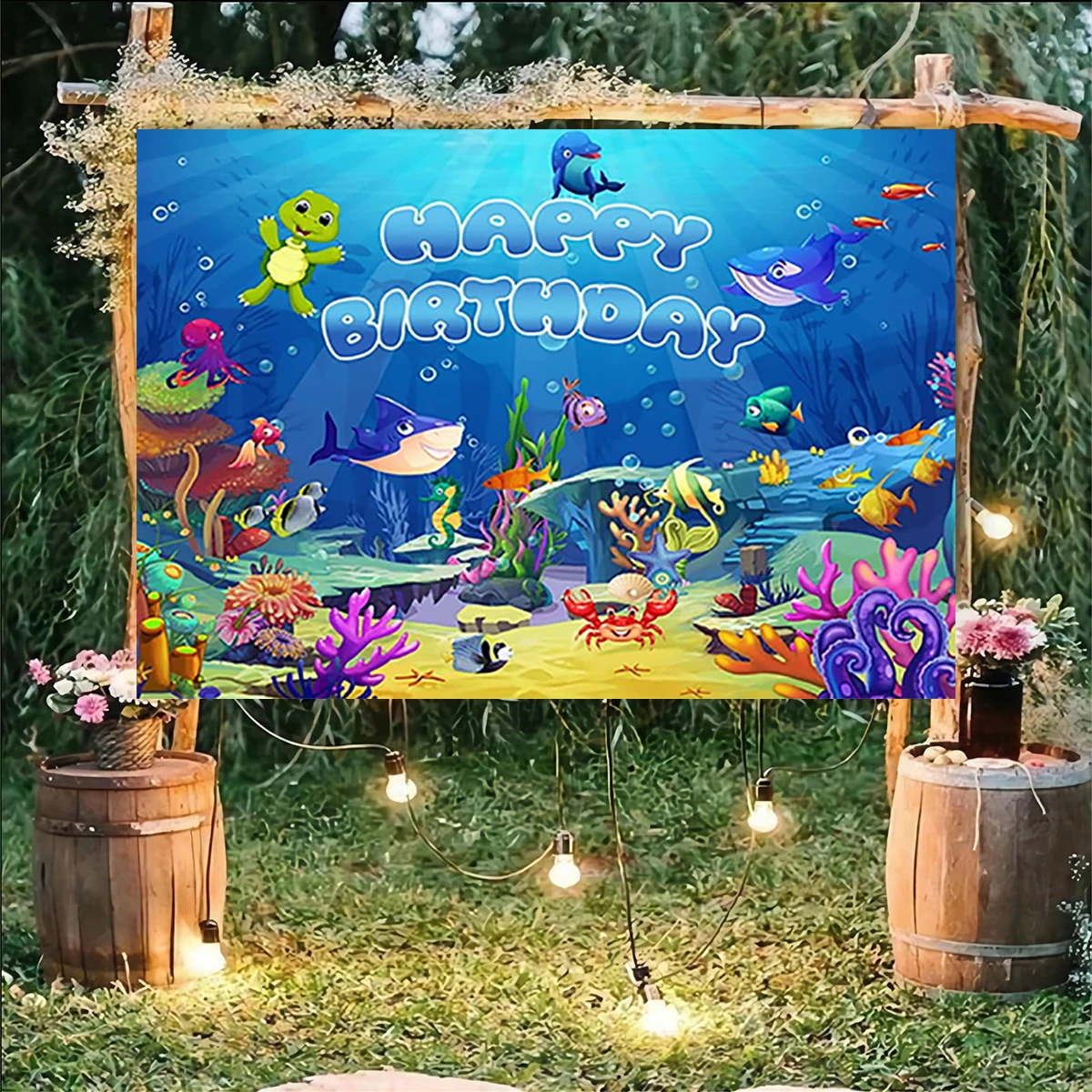 7X5ft Underwater World Background Colorful Coral Reef Sea Fishes Photography Backdrop Child Kids Mermaid Themed Birthday Party