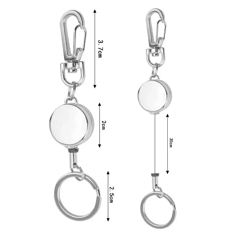 Retractable Key Holder Anti-theft Metal Easy-to-pull Buckle Rope Elastic Keychain Sporty Retractable Key Ring Nurse Accessories