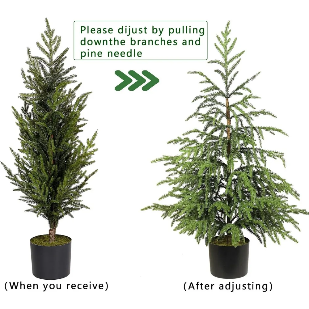 Artificial Faux Pine Tree Christmas Tree Green Plants for Front Porch Christmas Indoor Outdoor Decor, Xmas Holiday Decoration