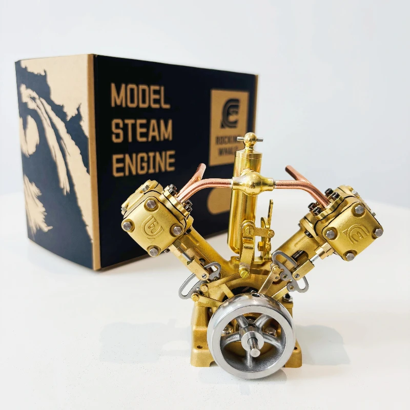 

RW-V2 Mini Steam Engine Model Metal Twin Cylinder Engine Steamship Air Pump Small Toy