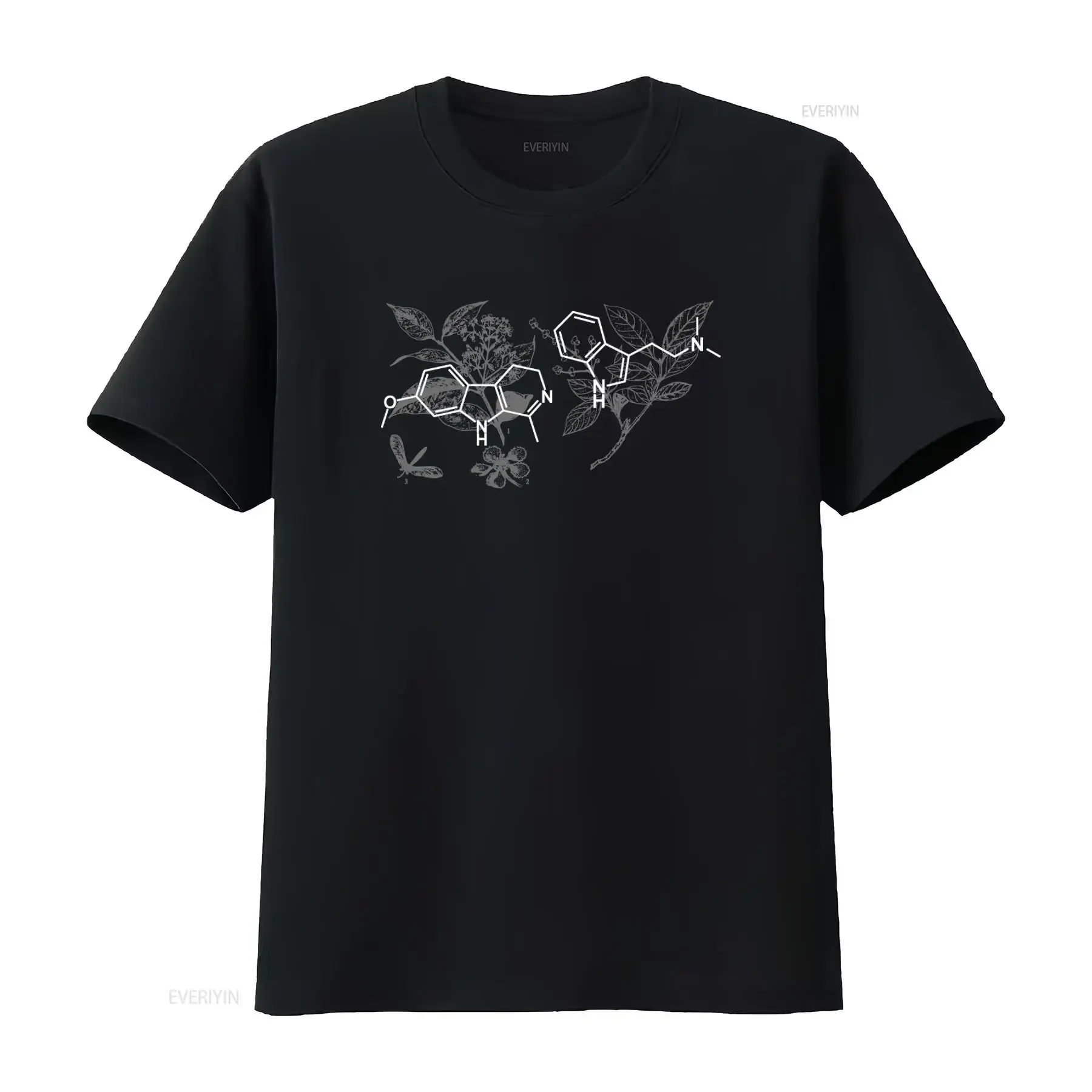 Camiseta con ilustración botánica de la molécula DMT del shamanismo de Ayahuasca, 5RV2, estilo vintage, ligeramente a la moda, cómoda.