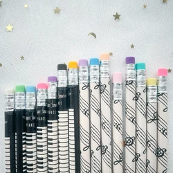 6 PCs Music Staff Piano Pencils Novelty Wood Pencil with Eraser Kawaii School Supplies Cute Things Korean Stationery School Item