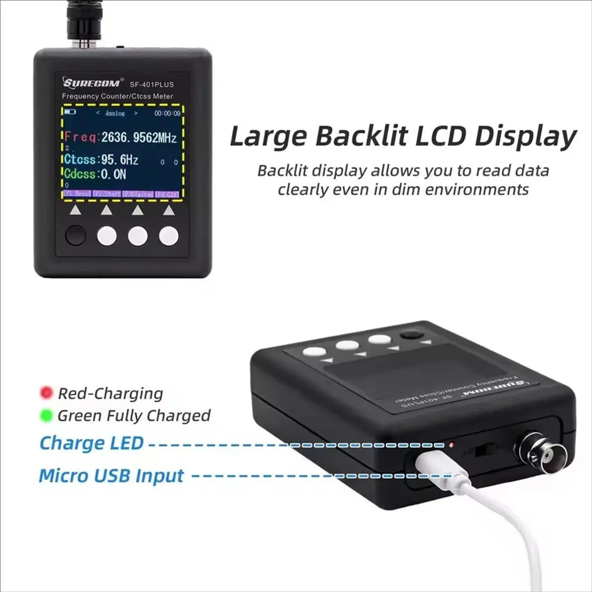 A14M  SF401 Plus DMR Digital Radio Tester 27Mhz-3000Mhz Frequency Counter with CTCCSS/DCS Tester Meter for Walkie Talkie