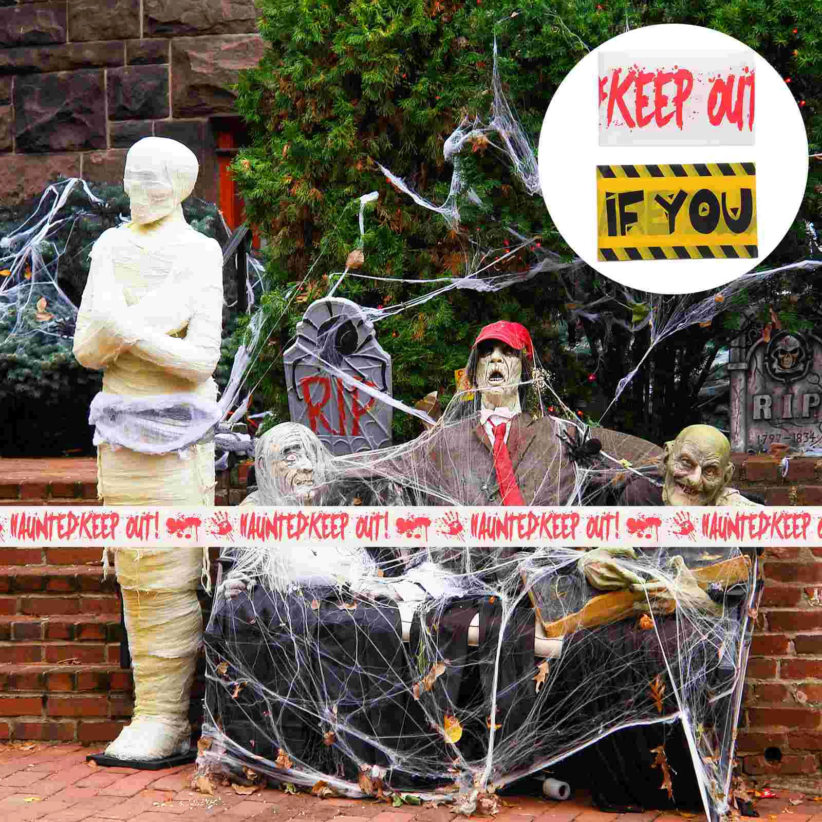2 Pcs Halloween Caution Tapes Do Not Enter Decor Isolation Warning Line for Safety