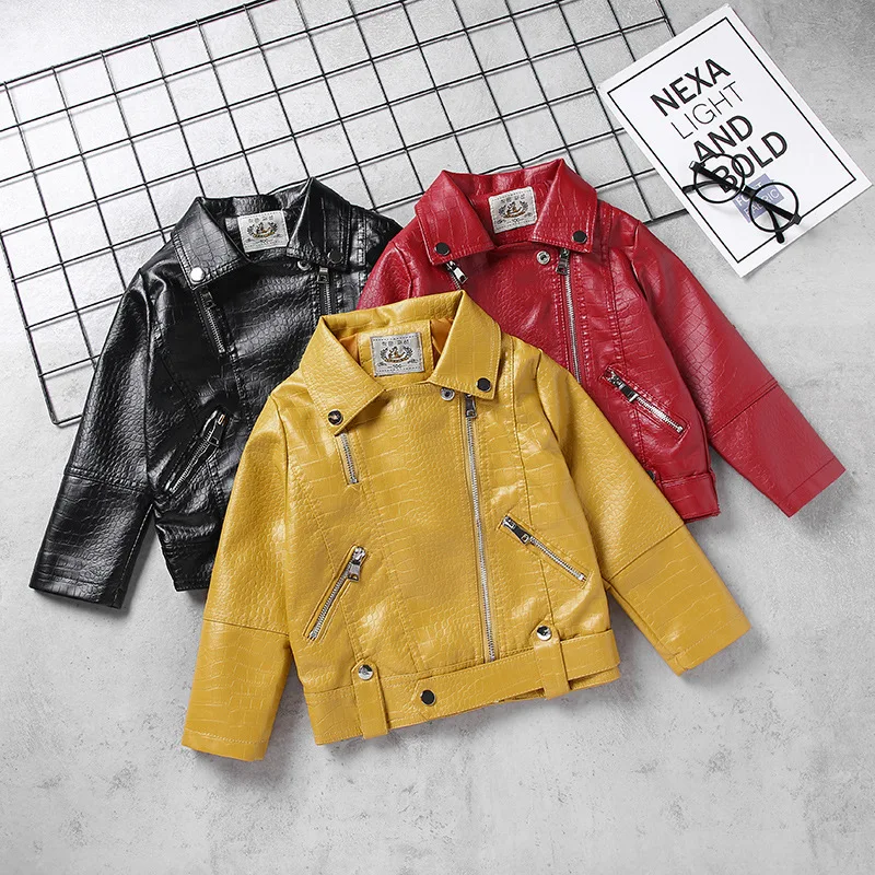 Girls Leather Jacket Quality Fashion Toddler Kids Winter Motor Coat Wind Breaker Children Clothes